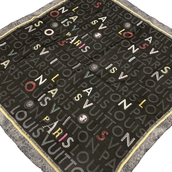 LOUIS VUITTON Black Gray Multi Scarf 237-042425 - Picture 1 of 5